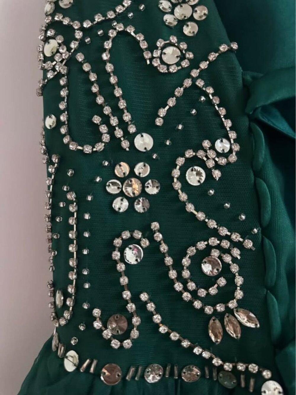 Emerald Green Beaded Ball Gown- Adjustable Back - Picture 7 of 8